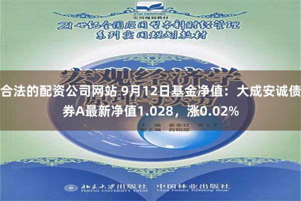 合法的配资公司网站 9月12日基金净值：大成安诚债券A最新净值1.028，涨0.02%