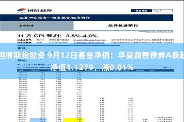 国债期货配资 9月12日基金净值：华夏鼎智债券A最新净值1.1279，涨0.01%