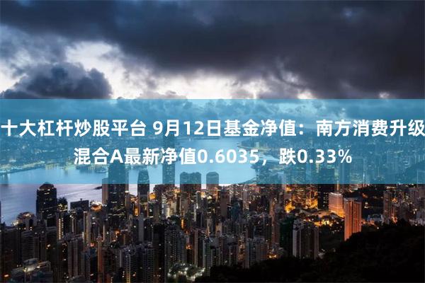 十大杠杆炒股平台 9月12日基金净值：南方消费升级混合A最新净值0.6035，跌0.33%